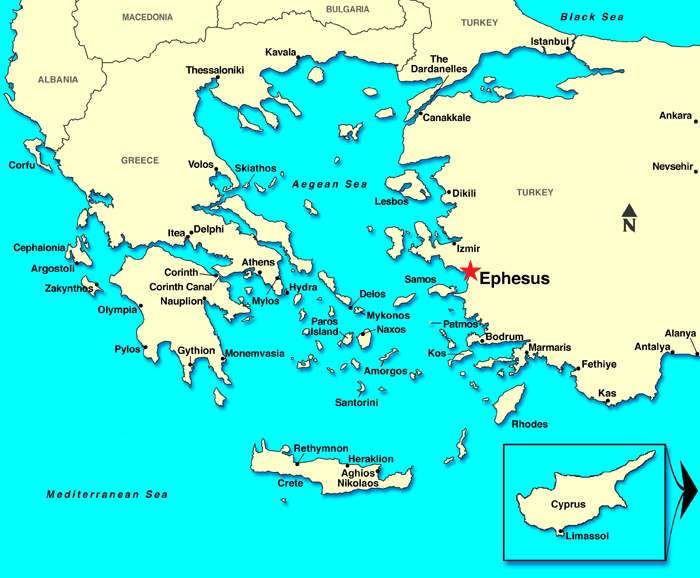 Ephesus / Kusadasi, Turkey Map