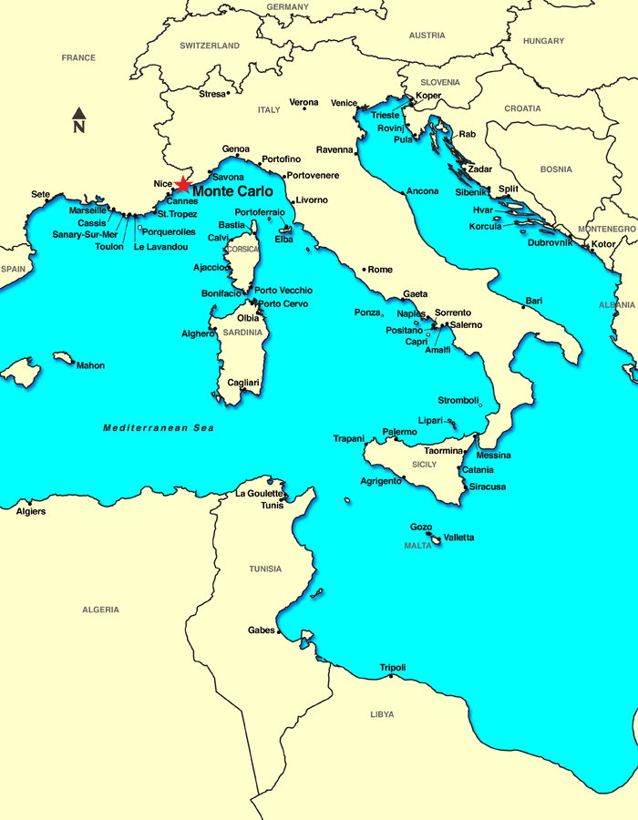 Monte Carlo, Monaco Map